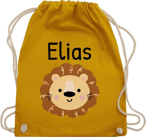 Turnbeutel Rucksack - Löwen - Süßer Löwe - Kindergarten Kita - Unisize - Senfgelb - stoffbeutel name personalisierte kindergartentasche löwenmotiv lowe beutel kindergartenrucksack
