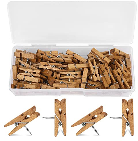 80 Stück Holz-Push Pins Clips, dekorative Pins Pins Holz Craft Push Pins Clips für Korktafeln Handwerk Kunstprojekte Fotobedarf, Büros und Zuhause