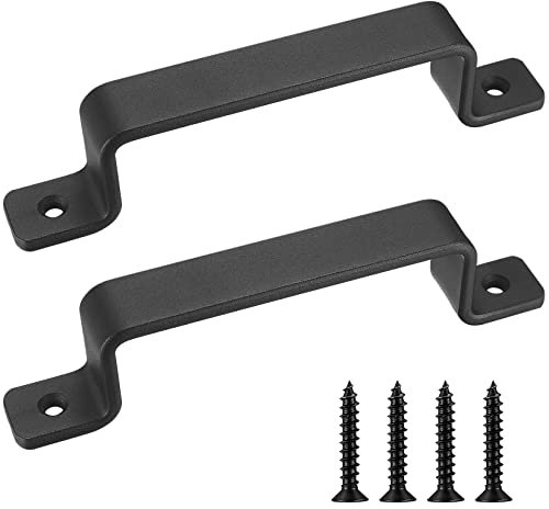 HAOCHEN Robuste Vintage Gusseisen Türgriffe, 2er-Set, schwarz, ideal für Außenbereich, Garage, Kleiderschrank und Innenbereich