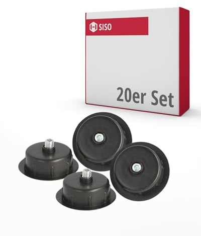 Gedotec Verstellfuß aus Kunststoff | 20 Stück | Mortis | Sockelversteller mit Gewindestift M8 x 20 mm | Sockelhöhenausgleich geeignet für Schränke, Kästen, etc. | Sockelhöhenausgleicher modern