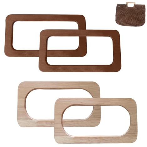 Dtoterul Taschengriffe 4 Stück Taschengriffe Holz Handtaschengriffe Aus Holz Holztasche Griff Rechteckig Ersatz Handgefertigte Taschengriffe für DIY Taschenherstellung Zubehör (2 Farben)