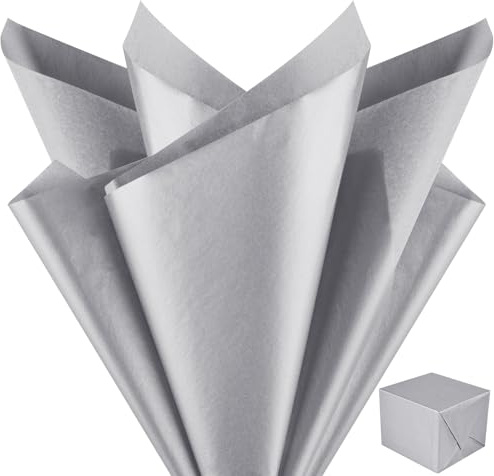 NEBURORA Papel de seda plateado metálico para bolsas de regalo 60 hojas de papel de seda plateado a granel para envolver regalos de Navidad Manualidades Decoración de cumpleaños