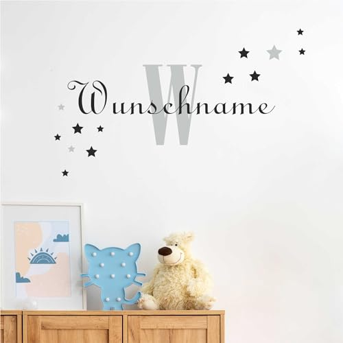 KIWISTAR - Wandtattoo - Star - personalisiert mit Wunschname - Namensaufkleber individuell selber gestalten - Wandsticker mit Name - Wandsticker für Kinderzimmer Babyzimmer Spielzimmer