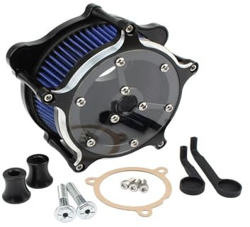 YEAHSO Filtre à air moto nettoyant bleu système d'admission d'air compatible avec Harley Touring Street Glide Road King Softail StreetBob Fatboy 18-2022 (Color : Blue 004)