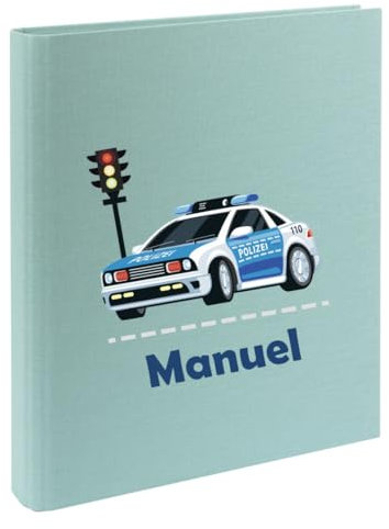 minimutz Zeugnismappe Kinder mit Name personalisiert - Dokumentenmappe Polizei für Mädchen Jungen - Zeugnisordner Leinen zum Einsortieren (mint)