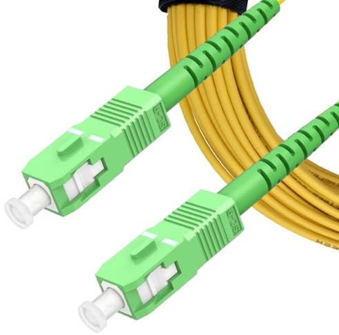 Elfcam Câble Fibre Optique Monomode Simplex SC/APC-SC/APC 10Gbps 9/125μm LSZH - Haute Vitesse Réseau - Jaune - 10m