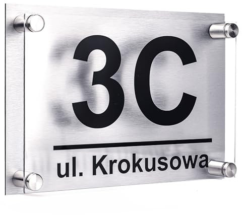 PRINTIMA 32x21cm Personalisiert Hausnummer 3D Effekt - Hausnummernschild in Anthrazit RAL 7016 aus Wetterbeständigem, Uv-Beständig & Umweltfreundlichem Material - Eine Funktionale & StilvolleEfekt!
