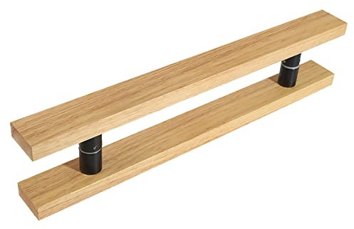 Juego de manijas de madera rústica para puerta delantera, juego de manijas de puerta de granero de doble cara para puertas interiores y exteriores, 39.4 pulgadas de largo, incluye accesorios estilo 3