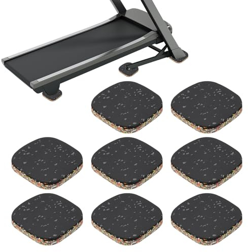 PATIKIL 8 Pcs Treadmill Mat Pads, 4x4x0.6 High Density Foam Anti Vibration Pad Sound Proof Floor Mat Exercise Equipment Mat for Carpet Protect Noise Reduction Home Gym, Gray