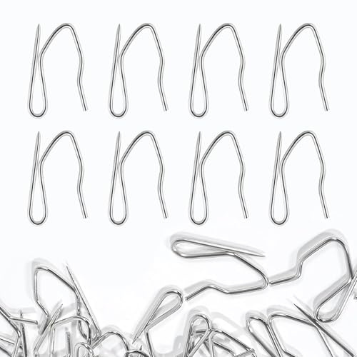 D-buy 120 st metallpläterade gardinkrokar i rostfritt stål, draperistift, kraftiga förskjutna pina-på draperikrokar för fönster, dörr duschdraperi (3 cm x 2,5 cm)
