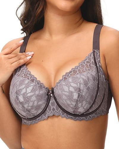 Svmer Womens Lace Bra Plus Size Comfortable Ladies Support Underwire Push Up Bra Tornado 38DD