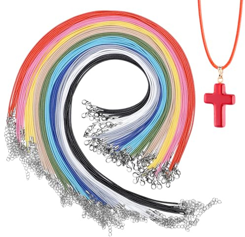Luxeu Cordoncino per Collane, 60 Pezzi Cordino per Collane, Cordino Cera con Chiusura, Cordoncino per Braccialetti, Gioielli Fai da Te, Ciondoli, Artigianato