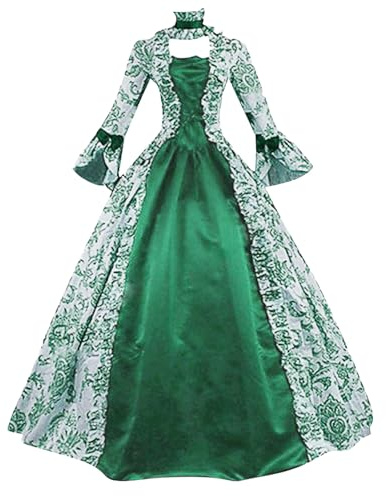 Bastwahl Carnaval Robe Rétro Médiévale Femme Victorienne Reine Costume Grande Taille Manches Trompette Renaissance Gothique Robe de Soirée Cocktail Elegante Deguisement Halloween Carnaval