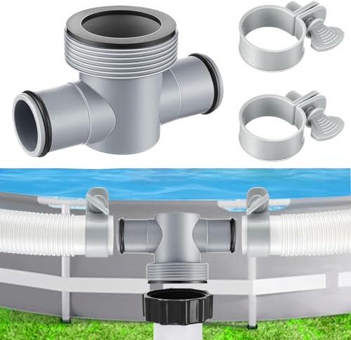 DIELOVEHUA Raccord Tuyau Piscine 38MM à 32MM, Raccord Pompe Piscine, Raccord de Tuyau en T Piscine 38MM à 32MM, avec Joint Torique et Collier Serrage, pour Remplacer Pompe de Filtration