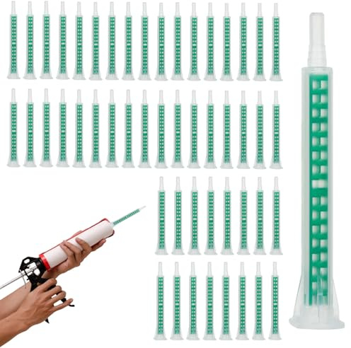 BOULESENM Mélange de Colle,50 Pièces Colle bi Composant, Mélangeurs Statiques,Pistolet à Collé Époxy AB,Recharge Pistolet a Collé pour Aiguille AB Pistolet à Colle