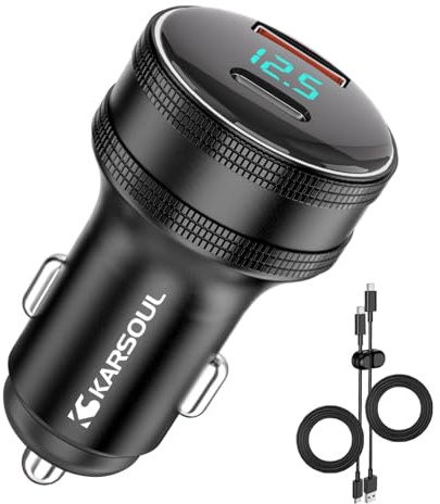 Karsoul Kfz-Ladegerät USB C 80 W PD/PPS 55 W QC3.0 25 W USB-Ladegerät, Adapter Steckdose 12 V-24 V, Zigarettenanzünder, für iPhone 16/15/14, Galaxy S25/S24, iPad, Autozubehör