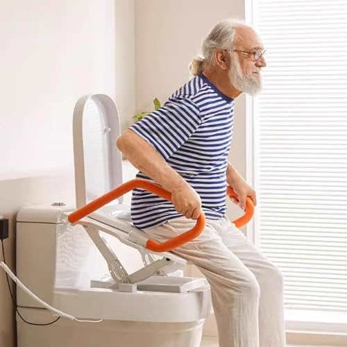 SDTOOP Rialzo Elettrico for WC, con Doppio bracciolo Antiscivolo, Angolo di Sollevamento di 20° e Altezza Regolabile Fino a 52 cm, Arresto Quando Si rilascia la Mano, for Anziani