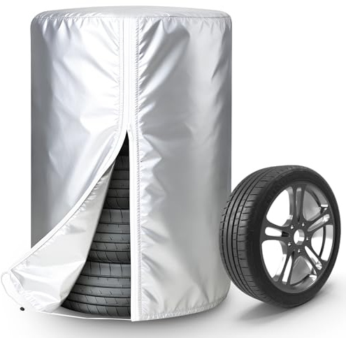FreeTec Housse de protection pour pneus de voiture, 17-22 pouces, housse de protection pour 4 pneus, 420D Oxford, protection solaire, housse d'hiver pour pneus de voiture, arbre de jante (80 x 117 cm)