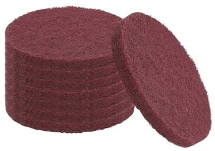 sourcing map 8Pcs Scrubber Scouring Pad, 4 Inch 400 Grits Drill Power Brush Hoop and Loop Scrub Pads Discs Polishing Pad for Household Furniture Automotive Cleaning, Red