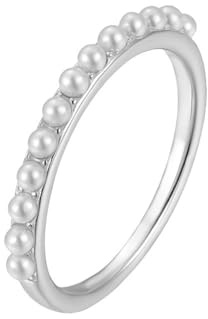 Ayoiow Ringe Verlobungsringe für Damen, Perlekein Edelstein Eternity Band Vorsteckring Platin Damen, Platin 950 Größe 63 (20.1)