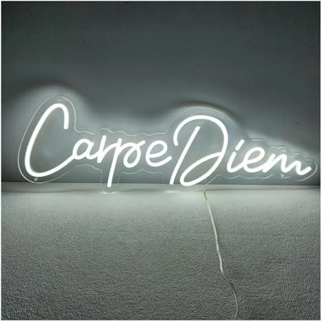 Luz de neón Letrero luminoso de neón decorativo Carpe Diem (42 cm × 14,7 cm)