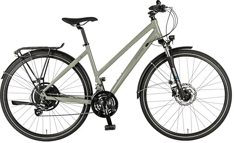 PROPHETE ENTDECKER 500 28 Zoll Trekkingbike mit Altus 24 Gang Kettenschaltung hydraulischen MT200 Scheibenbremsen 40 Lux LED Beleuchtung Alu Suntour NEX Federgabel grau