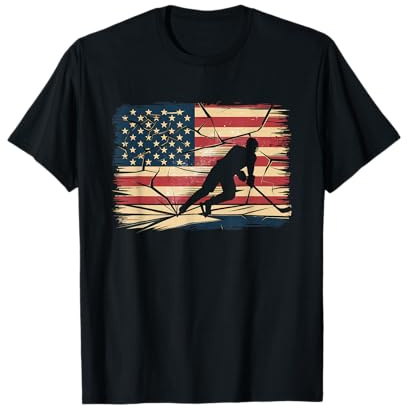 Camiseta De Hockey con Bandera Americana para Hombre Y Niña, Camiseta