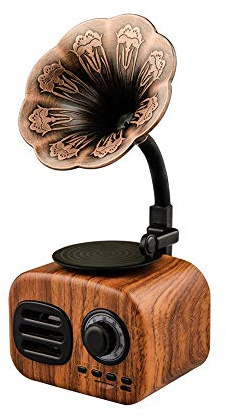 Vintage Grammofono Bluetooth Speaker con USB/AUX Ingresso per Home Audio e Music Box Display