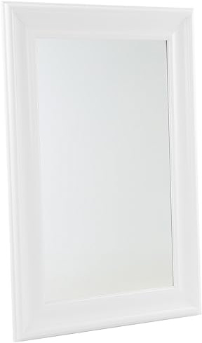Hängande Väggspegel Vit 61 x 91 cm Syntetiskt Material Skandinavisk Inspiration Minimalistisk Stil