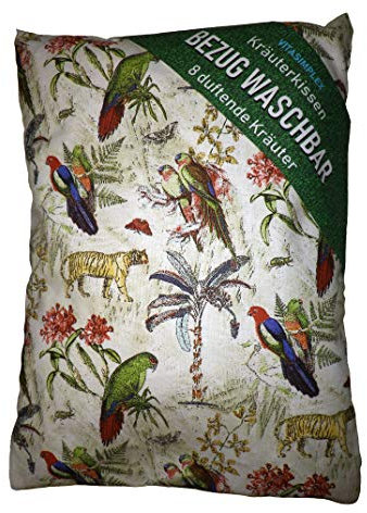 VITASIMPLEX Kräuterkissen mit 8 verschiedenen Heilkräutern wie Hopfen, Melisse, Fenchel, Minze, Rosenblütenblätter, Lavendel, Ysop, Quendel, Bezug waschbar, Motiv 297 (Papagei bunt) ca. 20x24 cm