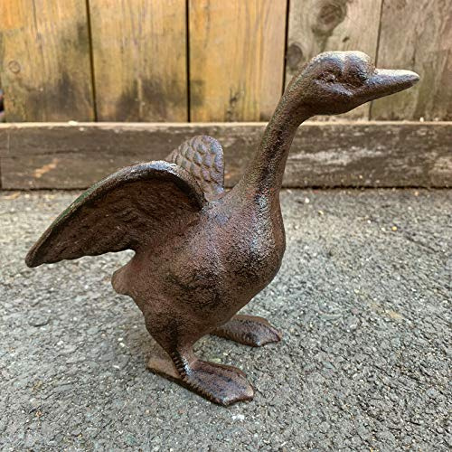 Darthome Vintage Cast Iron Duck Outdoor Garden Lawn Patio Pond Statue Sculpture Ornament
