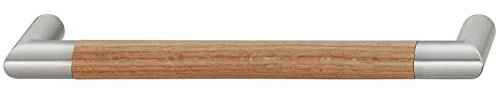 Gedotec Moderner Schubladengriff 192 mm Möbelgriff Küche - Angle | Holz-Griff Eiche & Edelstahl-Optik | Küchengriff für Schrank-Türen & Möbel - Schubladen | 1 Stück - Design Schrankgriff mit Schrauben