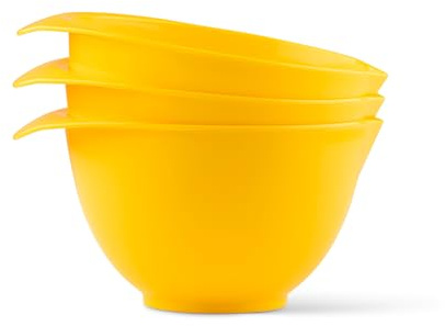WePrep Rührschüssel mit Ausguss und Griff, Gelb, 3er-Set, wunderschön leuchtende Farben, kompakt, stapelbar und ergonomisch geformt, hergestellt in Großbritannien
