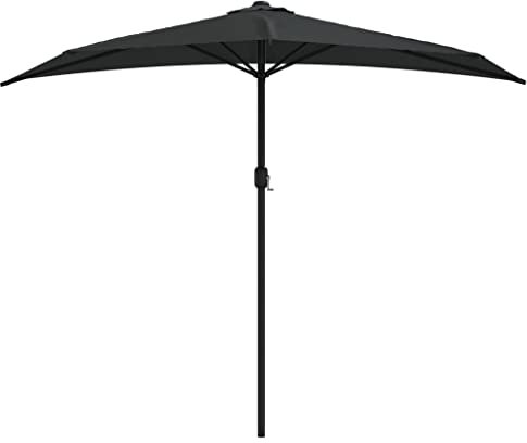 vidaXL Parasol de Balcon avec Mât en Aluminium Parasol de Patio Jardin Terrasse Anti-UV Anti-décoloration Extérieur Noir 270x144x222 cm Demi