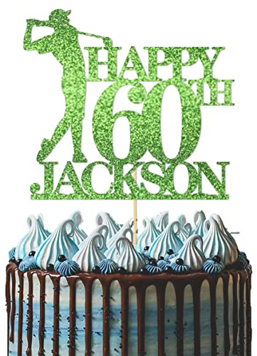 GuteGifts Personalised Golfer Cake Topper | Custom with Any Name Any Age Golf Theme Happy Birthday Party Decoration for Him Men Dad Grandad Golfing 21st 30th 40th 50th 60th (Green)