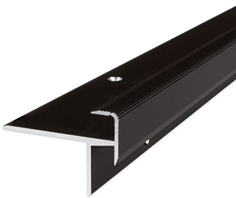 PROVISTON | Nez de marche sol stratifié | Alu anodisé | 10 x 8,5 x 1000 mm | Bronze foncé | Nez de marche à visser | Profilé à emboîter | 1 pièce