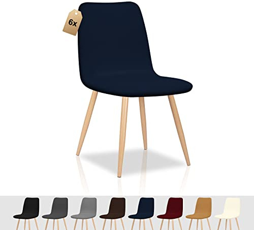 FIGOOO Coprisedie Elasticizzati con Schienale 6 Pezzi Fodere per Sedia Scandinavo Coprisedia con Schienale Rotondo Coprisedia Ufficio Universale Coprisedia da Cucina per Sala da Pranzo,Blu Navy