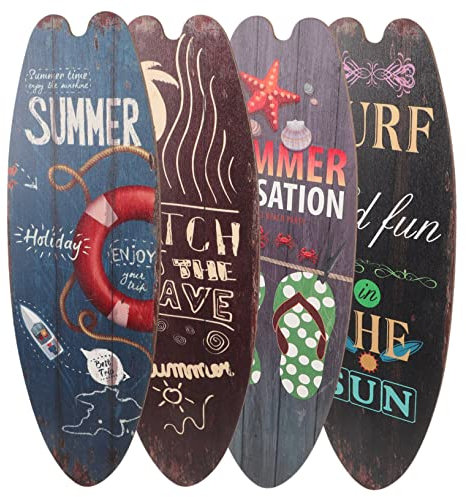 YARNOW 4stücke Holz Surfbrett Wanddekoration Surfbrett Zeichen Sommer Wand Kunst Dekore