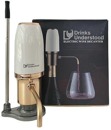 Drinks Understood Aireador automático de vino, vertedor de vino, decantador inteligente eléctrico portátil de un solo toque, el mejor dispensador de vino con aireador de bomba de vino recargable por
