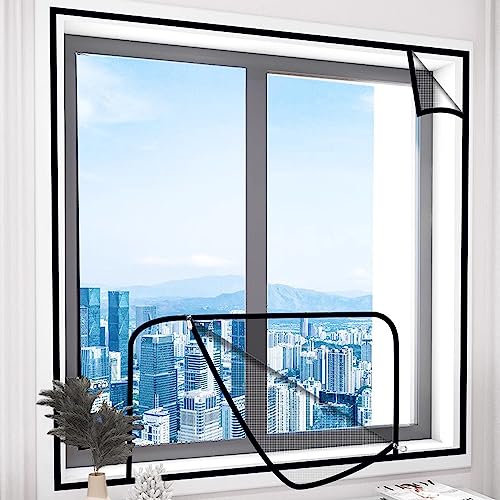 RAKTOV Fliegengitter, selbstklebend, Insektenschutz, Fensterschutz mit Reißverschluss für Katzenschutz, Katzensicherheitsnetz mit selbstklebendem Klebeband, B x H: 200 x 100 cm, Position 12