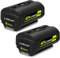 Lizone 2 Pack OP4040 40V 6.5Ah Akku Ersatz für Ryobi 40V 4Ah Akku OP4040 5Ah OP4050A 6Ah OP40601 OP4060A1 OP40602 2Ah OP40201 Kompatibel mit Ryobi 40V Lithium Akku 4Ah 5Ah 6Ah