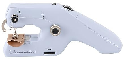 Manuelle Nähmaschine mit Doppelfädelung, Mini-Nähmaschine, elektrisch, tragbar, für Erwachsene, Anfänger und Erwachsene (weiß)