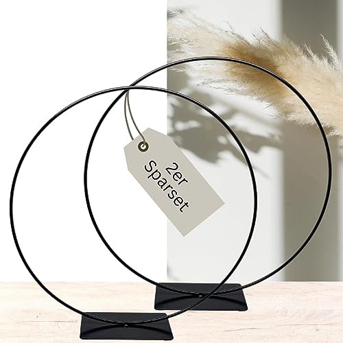 Bada Bing 2er Sparset Dekoring mit Fuß in schwarz - Metallring zum Hinstellen mit Ø ca. 30 cm - vielseitige Dekoration für Trockenblumen Kranz - Tischdeko Osterdeko Frühling Ostern - Ring DIY Basteln | mit Fuß in schwarz - vielseitige Dekoration für Trockenblumen Kranz - Tischdeko Osterdeko Frühling Ostern - Ring DIY Basteln