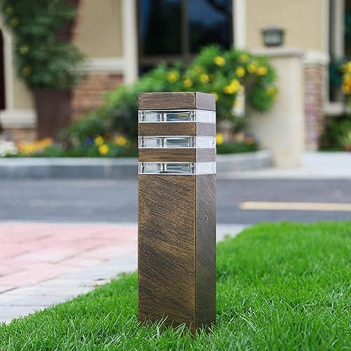 Retro Außen Sockelleuchte E27 Wegeleuchte Outdoor Säulenleuchte Wasserdicht IP44 Gartenlampe Aluminium Und Acryl Terrassenlampe Pollerlampe Für Rasen Eingang Patio Hof Rasen 9 * 13 * 40CM