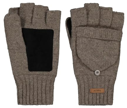 Barts Guanti in Lana senza Dita Haakon Uomo - manopole a maglia con fodera Inverno autunno/inverno - M/L marrone