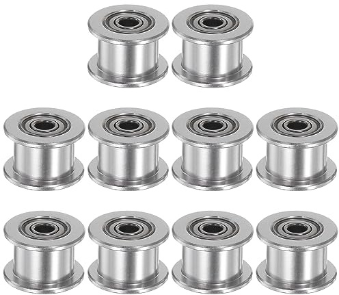 sourcing map 10Stk 2GT Umlenkrolle Zahnriemenscheibe 3mm Bohrung 13mm Durchmesser Aluminum Zahnriemen Zahnlos für 6mm Breite Gürtel 3D Drucker CNC Maschine Zubehör Silberton