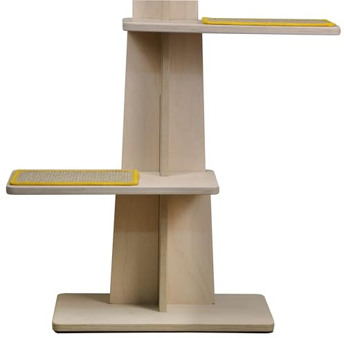 MeansWood Lino – Rascador de Madera para Gatos, Torre Rascadora con Alfombrillas de Sisal Natural, Torre Vertical para Afilado de Uñas de Gatos – Made in Italy