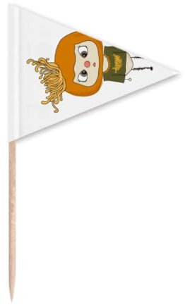 Chrysanthemen gelber Sand Blätter UU Zahnstocher Dreieck Cupcake Topper Flagge