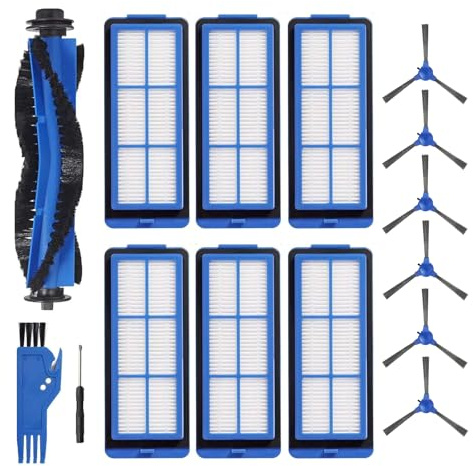 Replacement Part for Eufy RoboVac 11S Max, RoboVac 15C Max, RoboVac 30C Max RoboVac G30 Edge G10 Hybrid Robot Vacuum Cleaner Accessories Kit, Including 1 Main brush, 6 Side brushes, 6 Filters