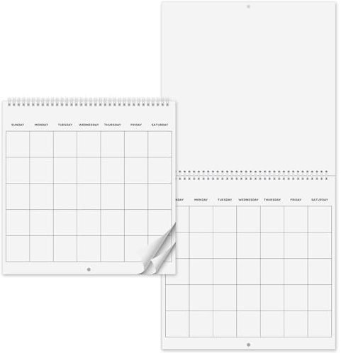 Kolldenn 1 Pcs Blank Calendar Sheets Blank Scrapbook Wall Calendar, 12 x 12 Closed 12 x 24 Open for DIY Kitchen and Office